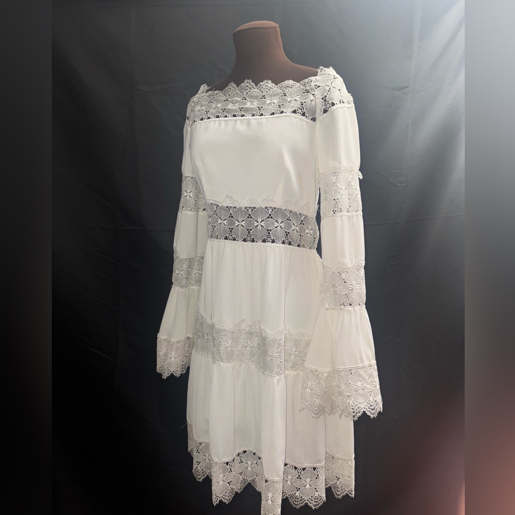 Boho Midi White Lace Dress